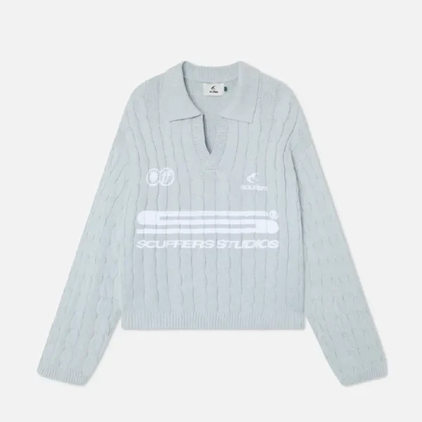 Scuffers Trench Light Blue Polo Knitwear Zipper (1)